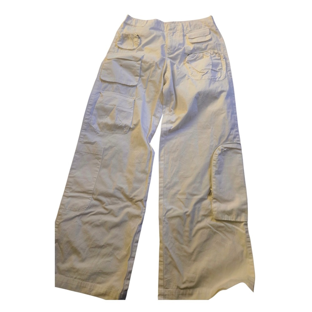 BDG Baggy Cargo Pants Women Cream Utility Pockets Wide Leg Casual Comfort Size M